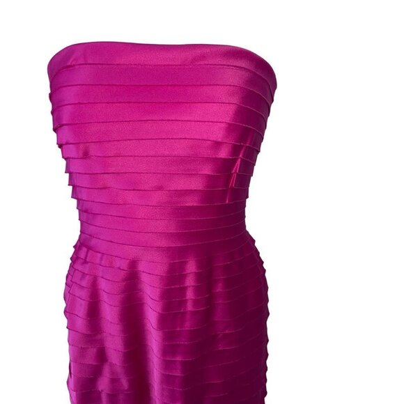 Tadashi Vintage Womens Tiered Gown Size 6 Pink Strapless Made In USA New - Picture 6 of 16